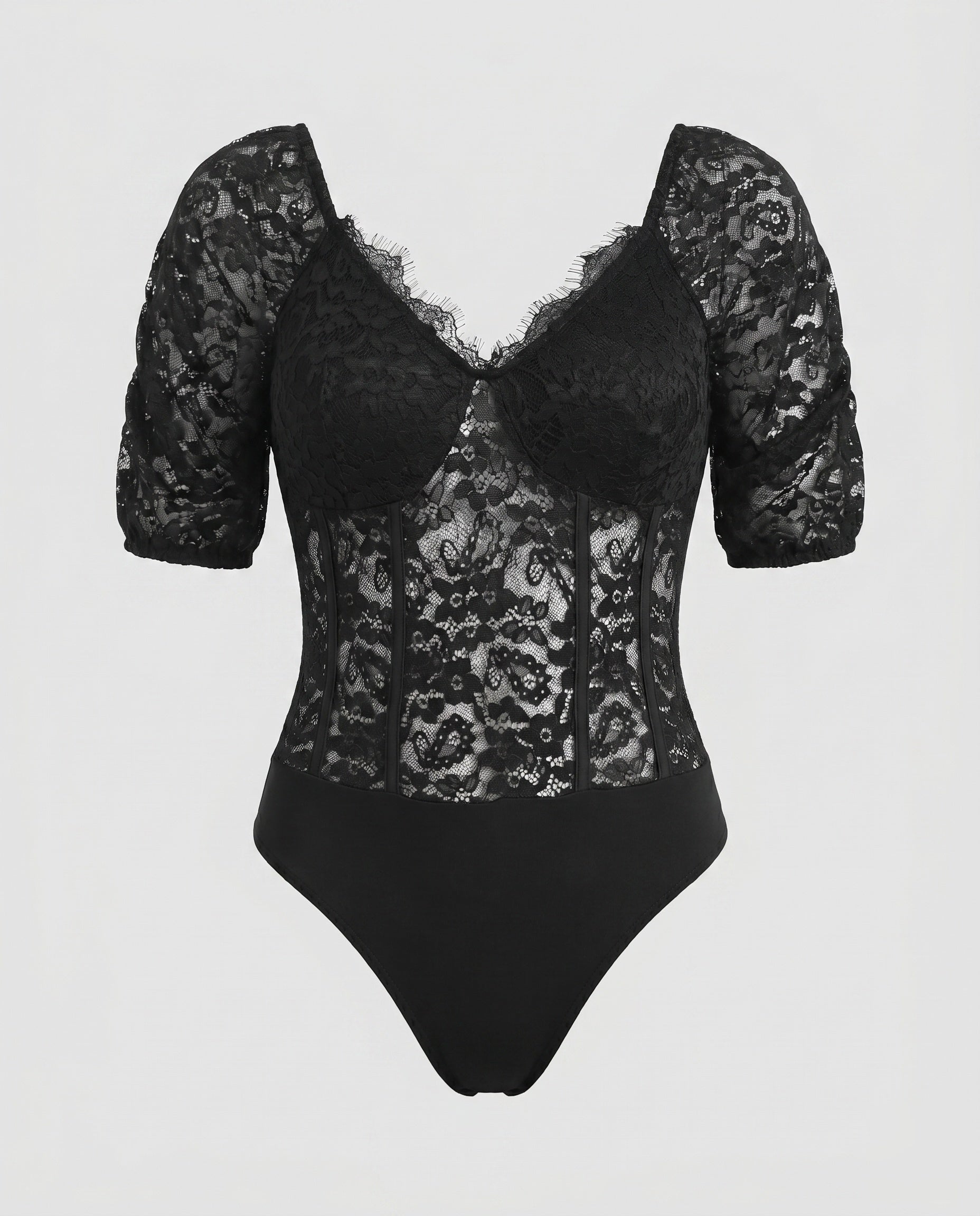 Women's Lace Bodysuits with Puff Sleeves