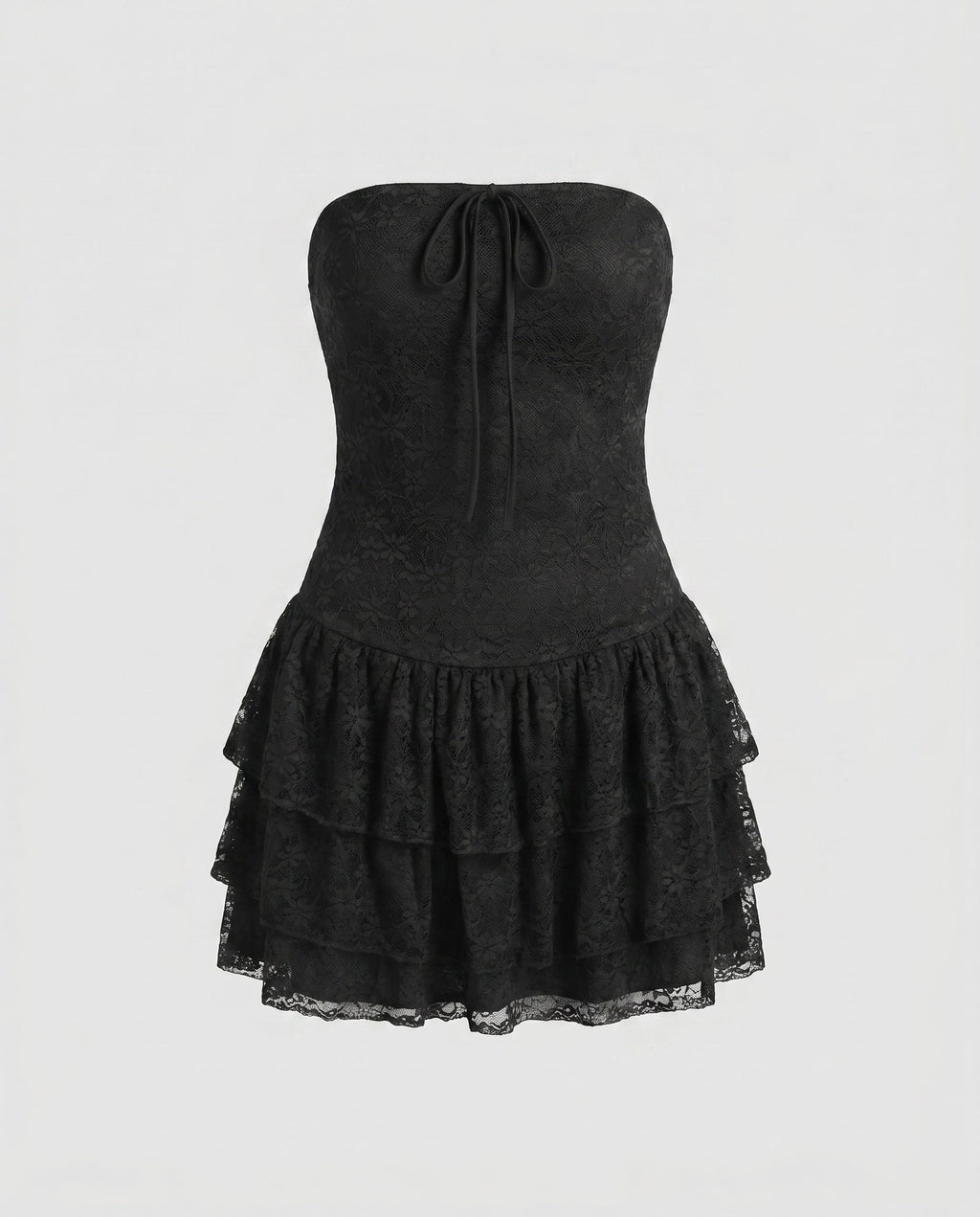 Women's Lace Mini Dress with Seductive Ruffle Cut, Off-Shoulder Design