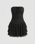 Women's Lace Mini Dress with Seductive Ruffle Cut, Off-Shoulder Design