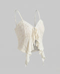 Women's Lace Top with Romantic Ruffle Details and Lacing