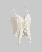 Women's Lace Top with Romantic Ruffle Details and Lacing