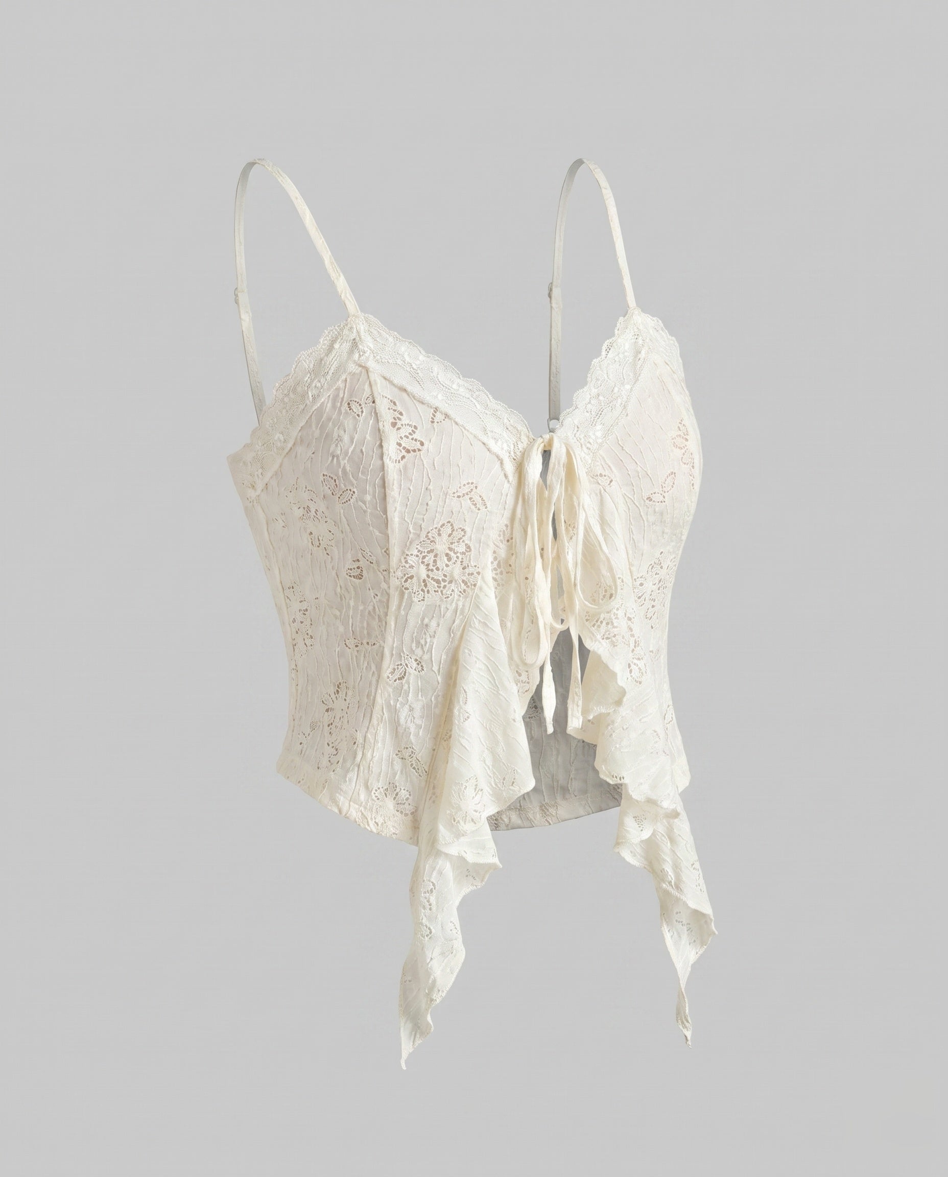 Women's Lace Top with Romantic Ruffle Details and Lacing