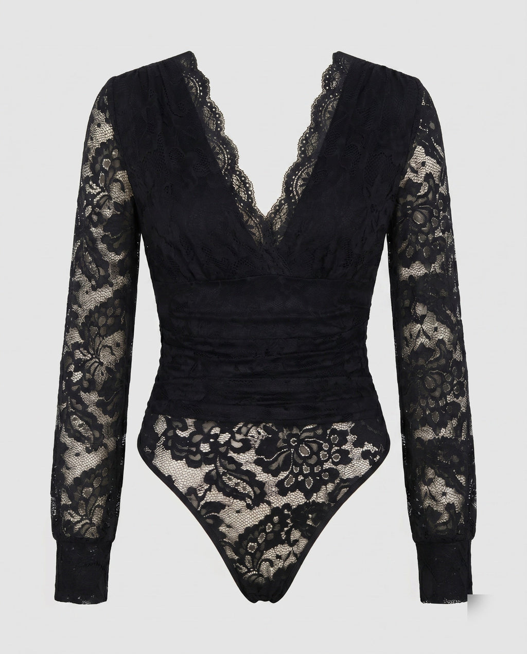 Women's Lace Top with Deep V-Neckline and Delicate Appliqués