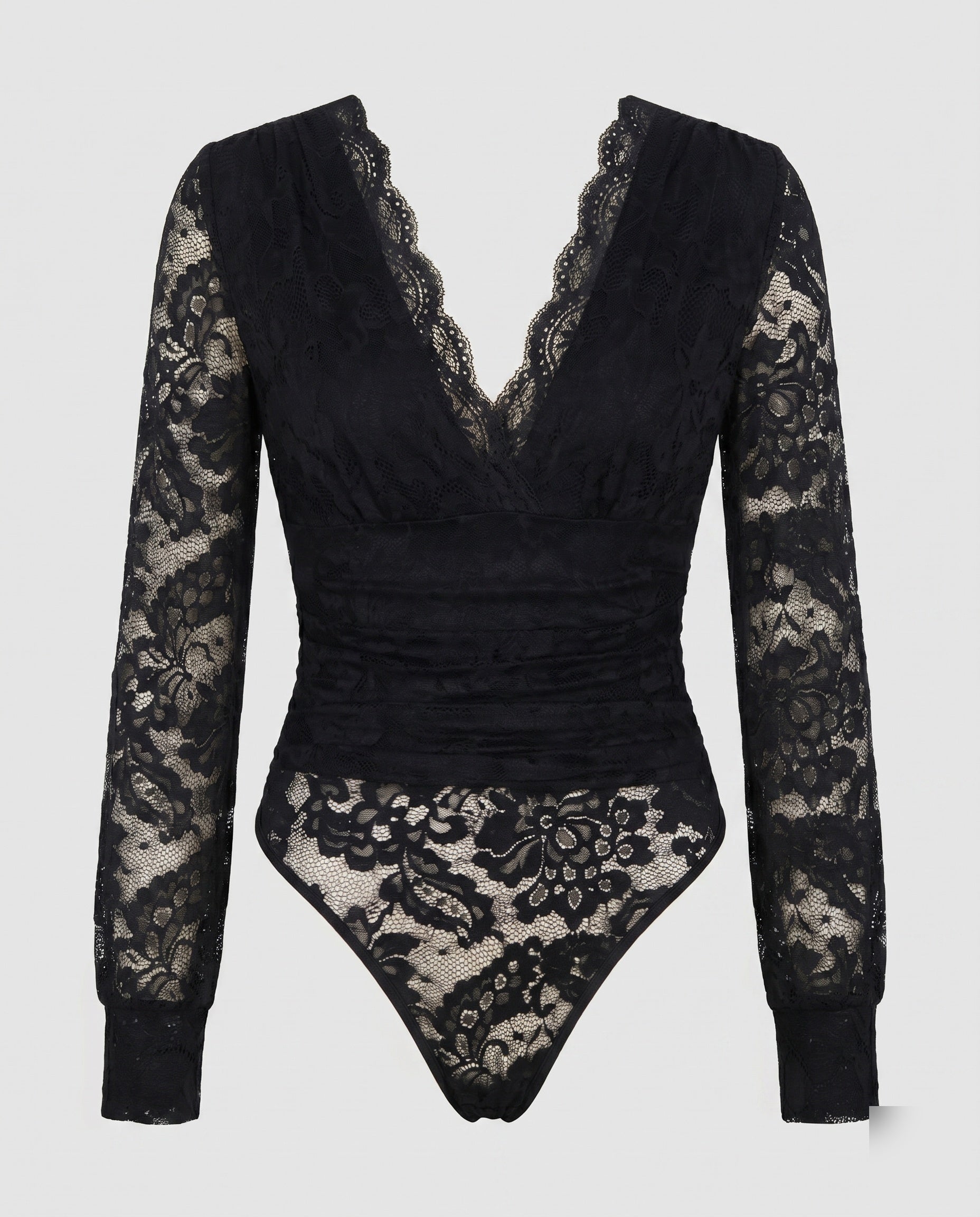 Women's Lace Top with Deep V-Neckline and Delicate Appliqués