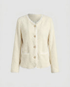Women's Cardigan with Elegant Lace Accents and Practical Pockets