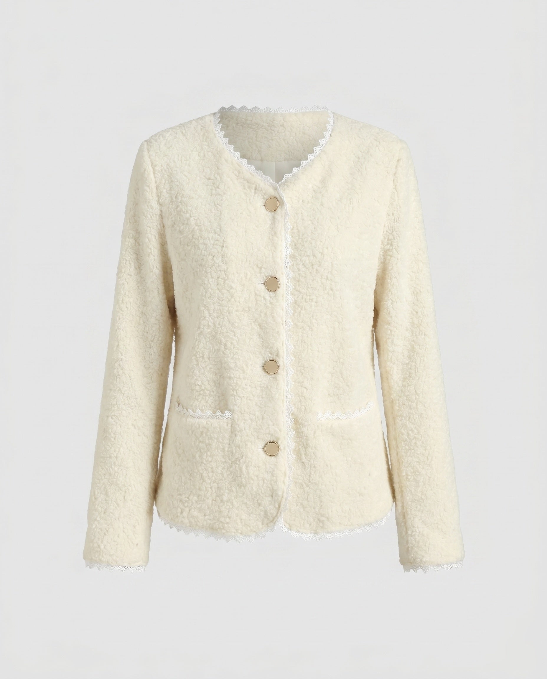 Women's Cardigan with Elegant Lace Accents and Practical Pockets