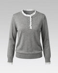 Women's Knitted Sweater with Elegant Lace Decoration