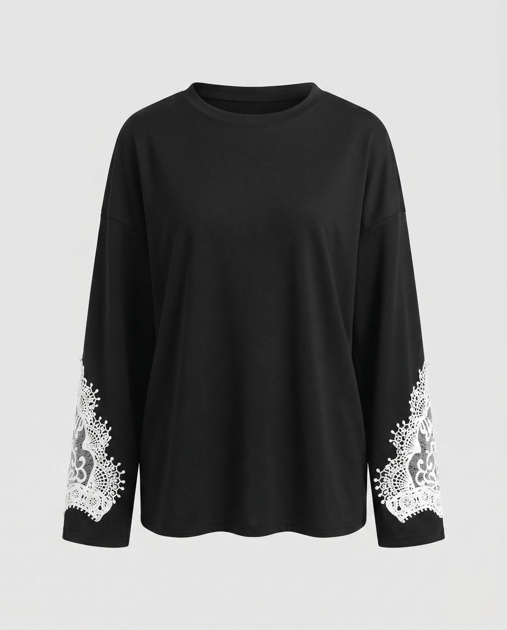 Women's Sweatshirt with Elegant Lace Trim