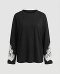 Women's Sweatshirt with Elegant Lace Trim