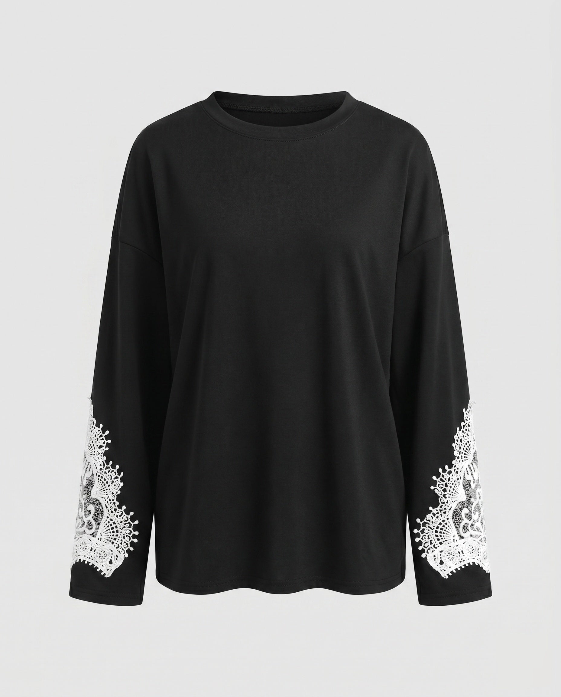 Women's Sweatshirt with Elegant Lace Trim