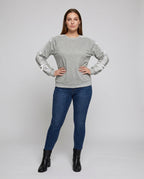 Women's Sweatshirt with Fine Lace Accents and Decorative Bows - Front View