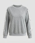 Women's Sweatshirt with Fine Lace Accents and Decorative Bows