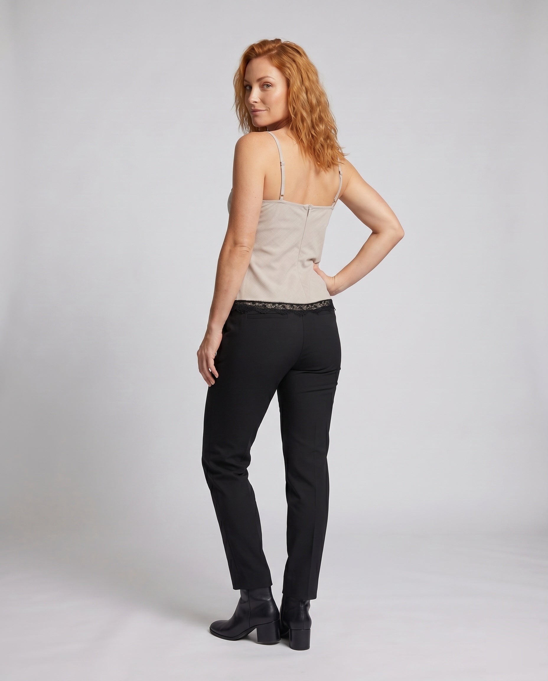 Women's Top with Lace and Elegant Wrap Design - Back View