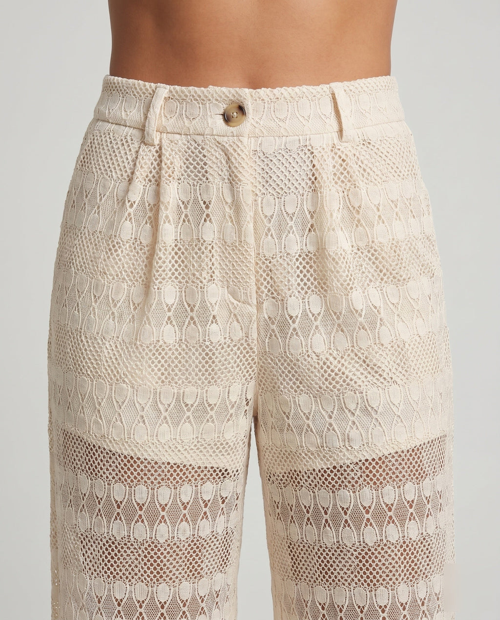 Women's Wide-Cut Palazzo Pants made of Lace - Close-Up Detail