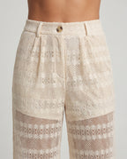 Women's Wide-Cut Palazzo Pants made of Lace - Close-Up Detail