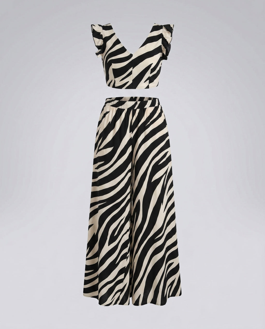 Women's Two-Piece Set with Voluminous Skirt and Ruffle Details