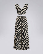 Women's Two-Piece Set with Voluminous Skirt and Ruffle Details