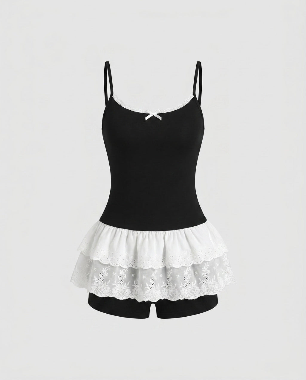 Women's Sleeveless Top with Playful Lace Ruffle Hem