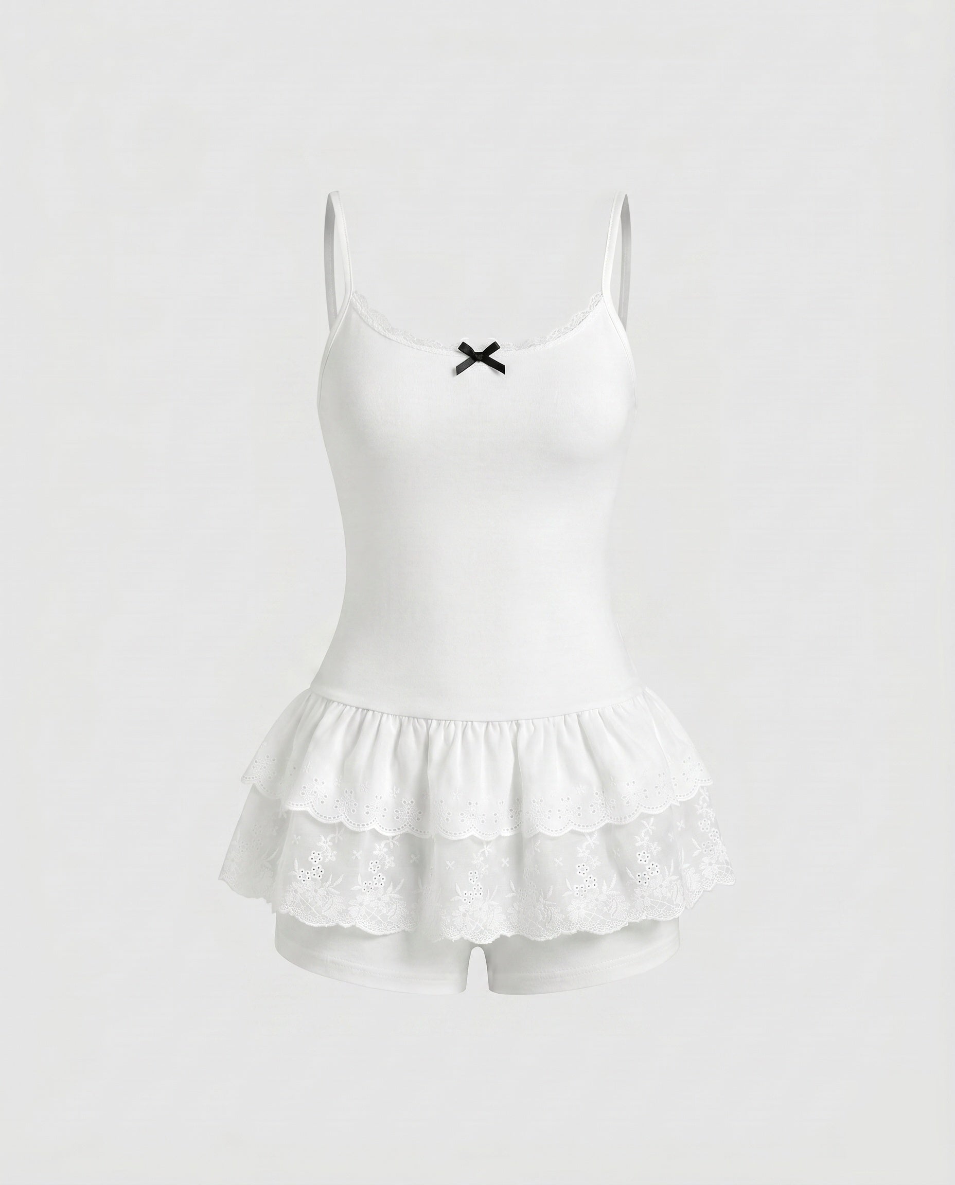 Women's Sleeveless Top with Playful Lace Ruffle Hem