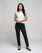Women's Asymmetrical T-Shirt with Fine Lace and Casual Cut - Front View