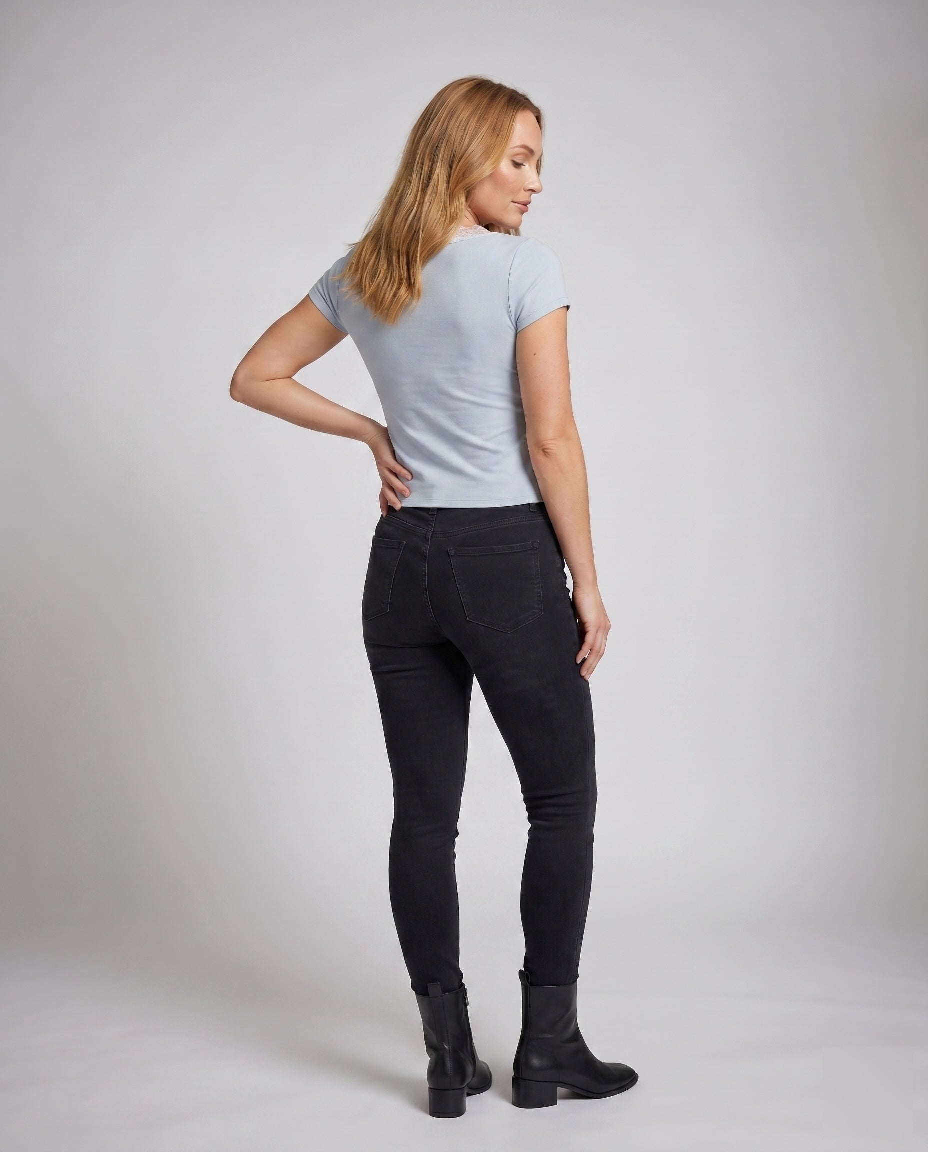 Women's Blouse with Playful Bow Design and Elegant Lace Embellishment - Back View