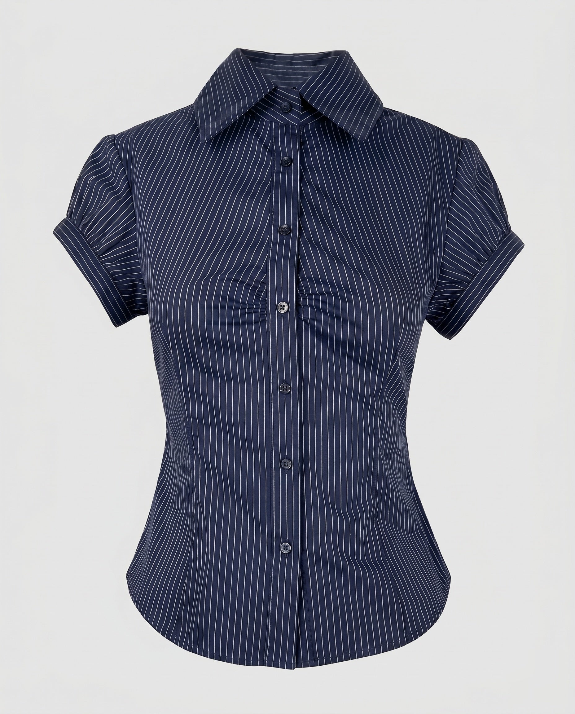 Women's Blouse Shirt with Elegant Fit and Fine Stripes