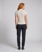 Women's Blouse Shirt with Decorative Bow Design, Fine Ruffle Details - Back View