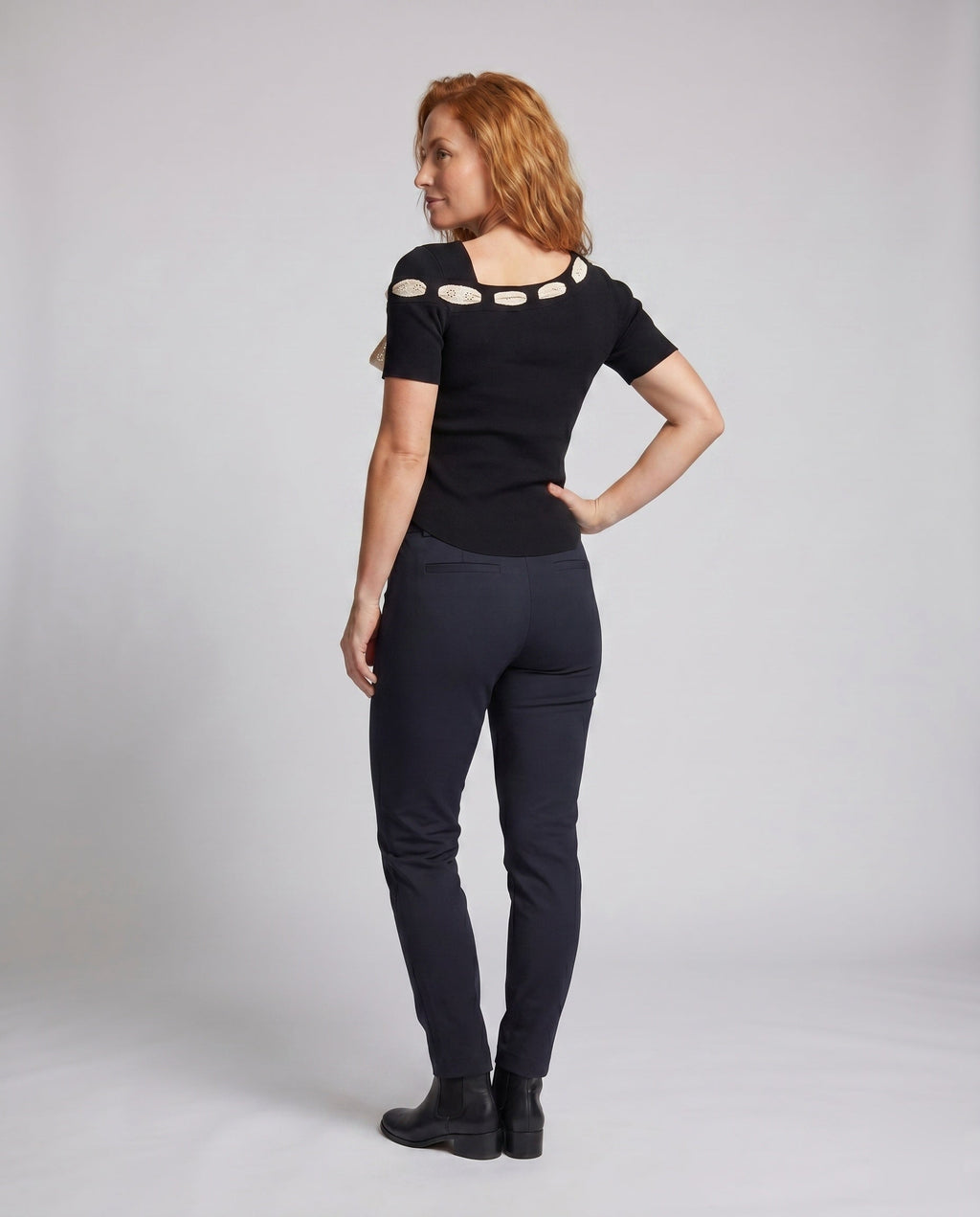 Women's Blouse Shirt with Decorative Lacing Option Design - Back View
