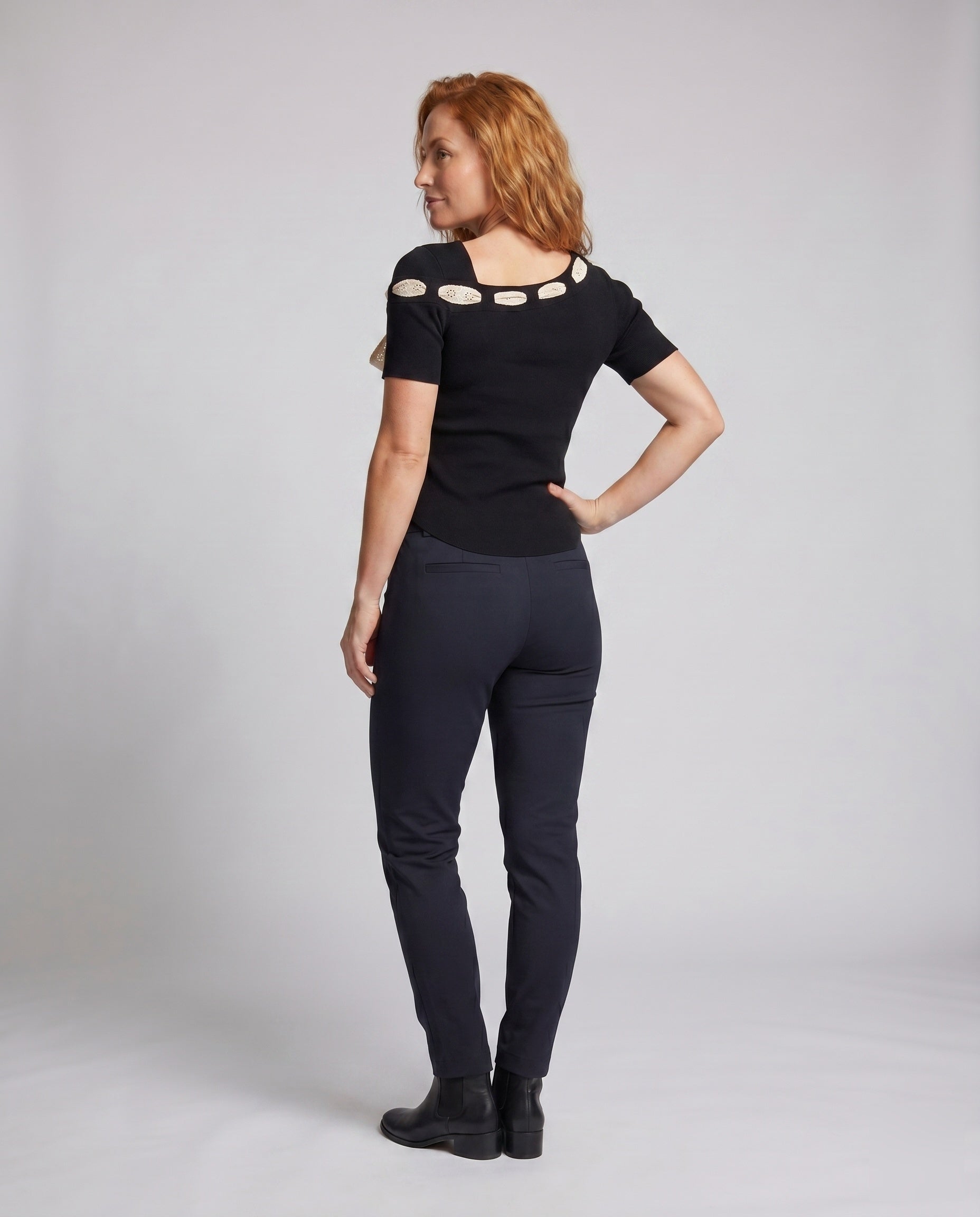 Women's Blouse Shirt with Decorative Lacing Option Design - Back View