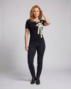 Women's Blouse Shirt with Decorative Lacing Option Design - Front View