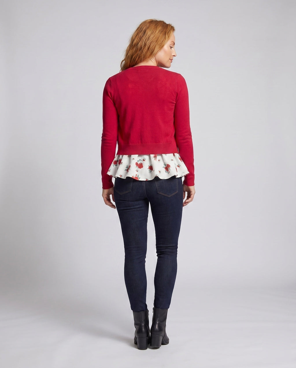 Women's Blouse Shirt with Floral Peplum Design - Back View