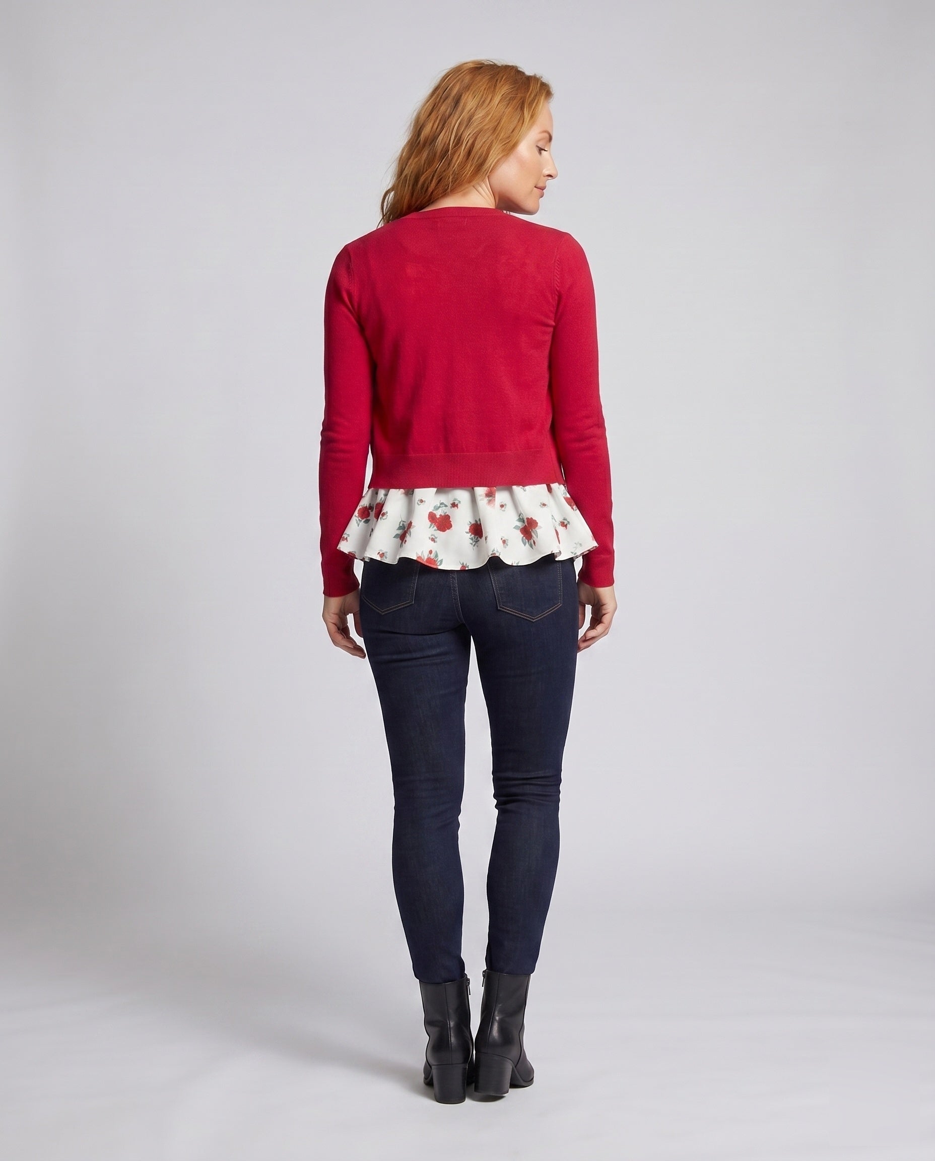 Women's Blouse Shirt with Floral Peplum Design - Back View