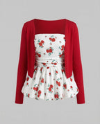 Women's Blouse Shirt with Floral Peplum Design