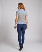Women's Blouse Shirt with Fashionable Check Details - Back View
