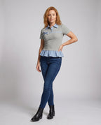Women's Blouse Shirt with Fashionable Check Details - Front View
