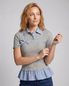 Women's Blouse Shirt with Fashionable Check Details - Upper Body View