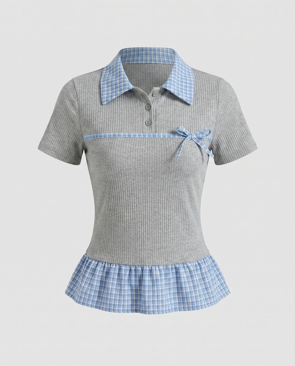Women's Blouse Shirt with Fashionable Check Details