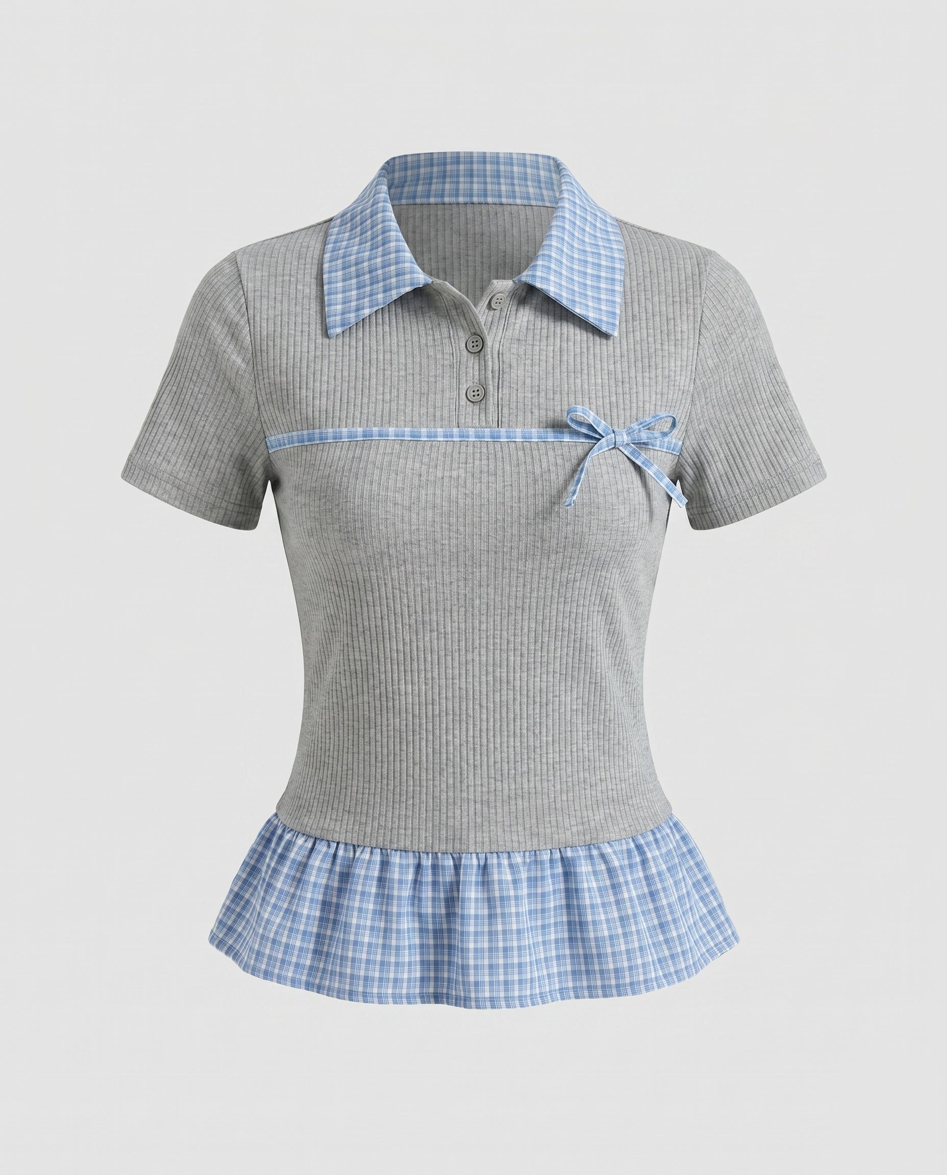 Women's Blouse Shirt with Fashionable Check Details