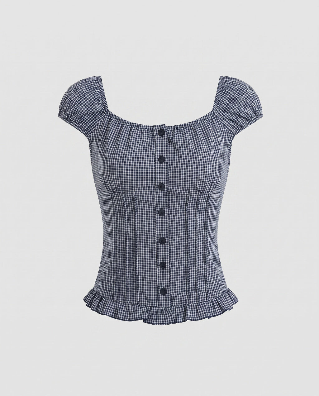 Women's Blouse Shirt with Puff Sleeves and Decorative Buttons
