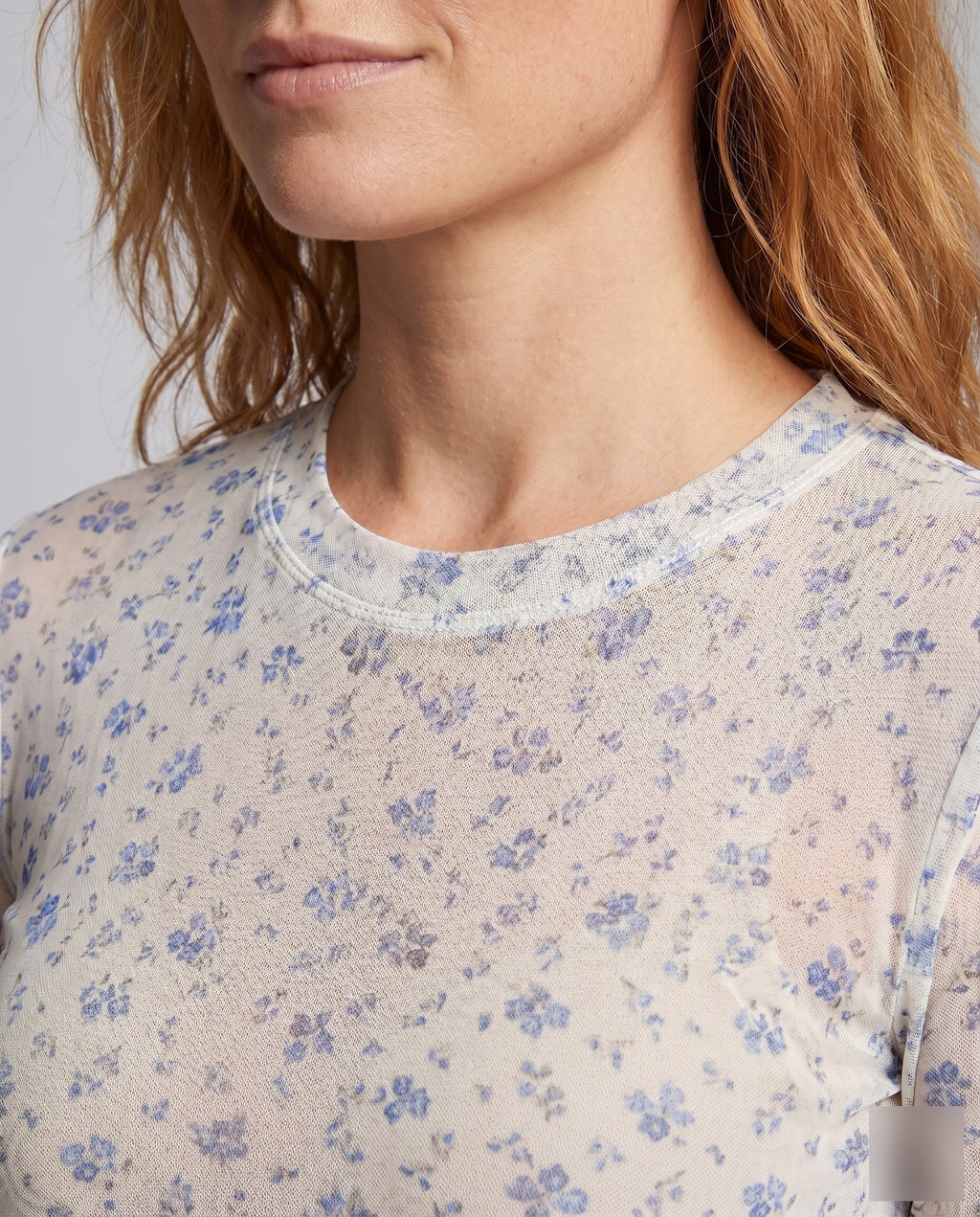 Women's Blouse Shirt with Playful Ruffle Design and Floral Lace - Close-Up Detail