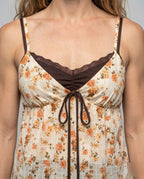 Women's Blouse Top with Playful Floral Pattern - Close-Up Detail