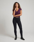 Women's Crop Top with Decorative Lace Embellishment - Front View