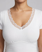 Women's Crop Top with Elegant Lace Gradient - Close-Up Detail