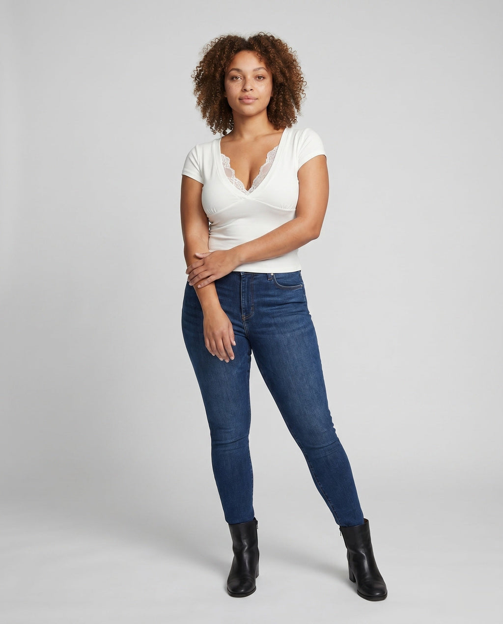Women's Crop Top with Elegant Lace Gradient - Front View