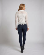 Women's Elegant Lace Top with Long Sleeves - Back View