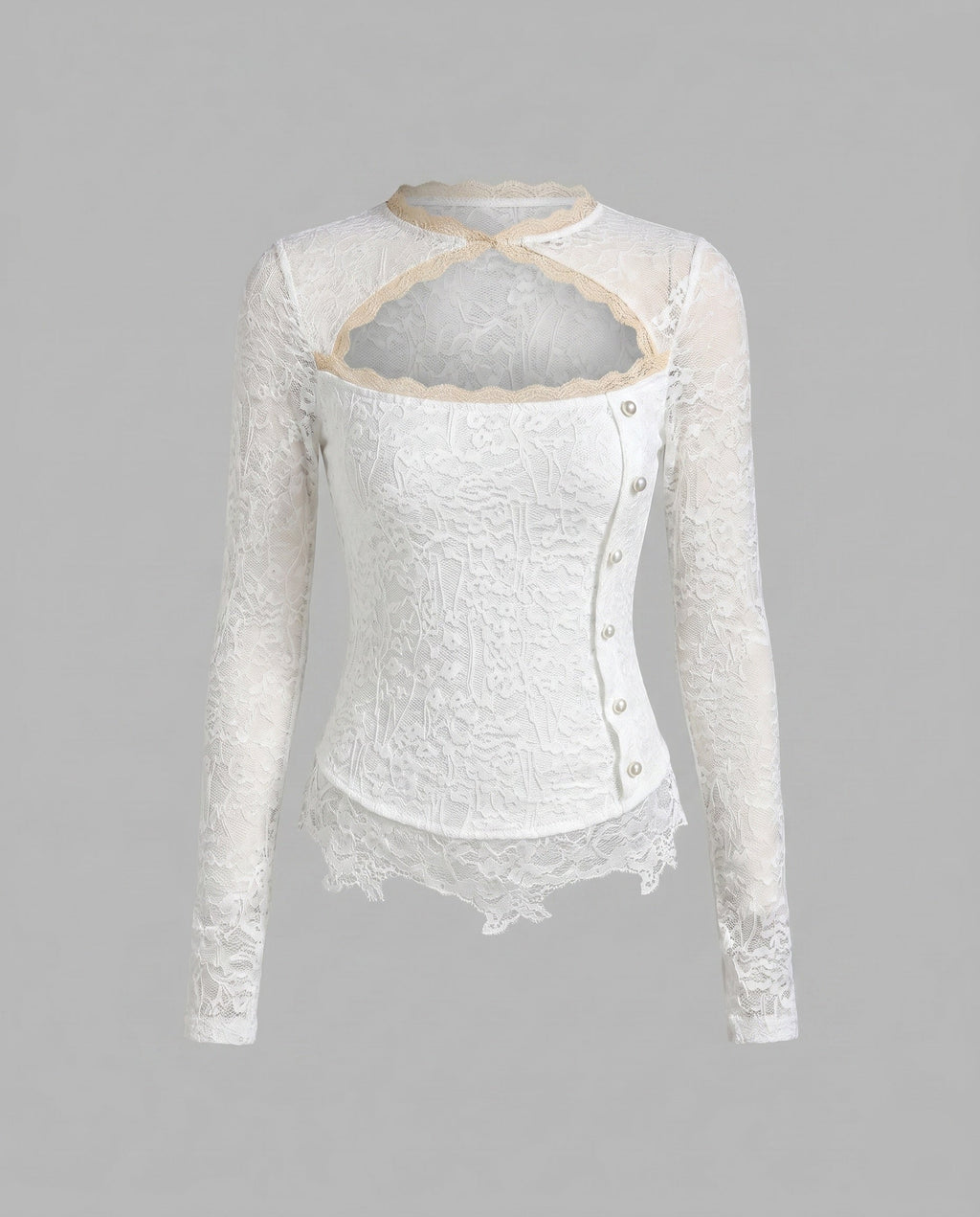 Women's Elegant Lace Top with Long Sleeves