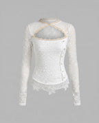 Women's Elegant Lace Top with Long Sleeves