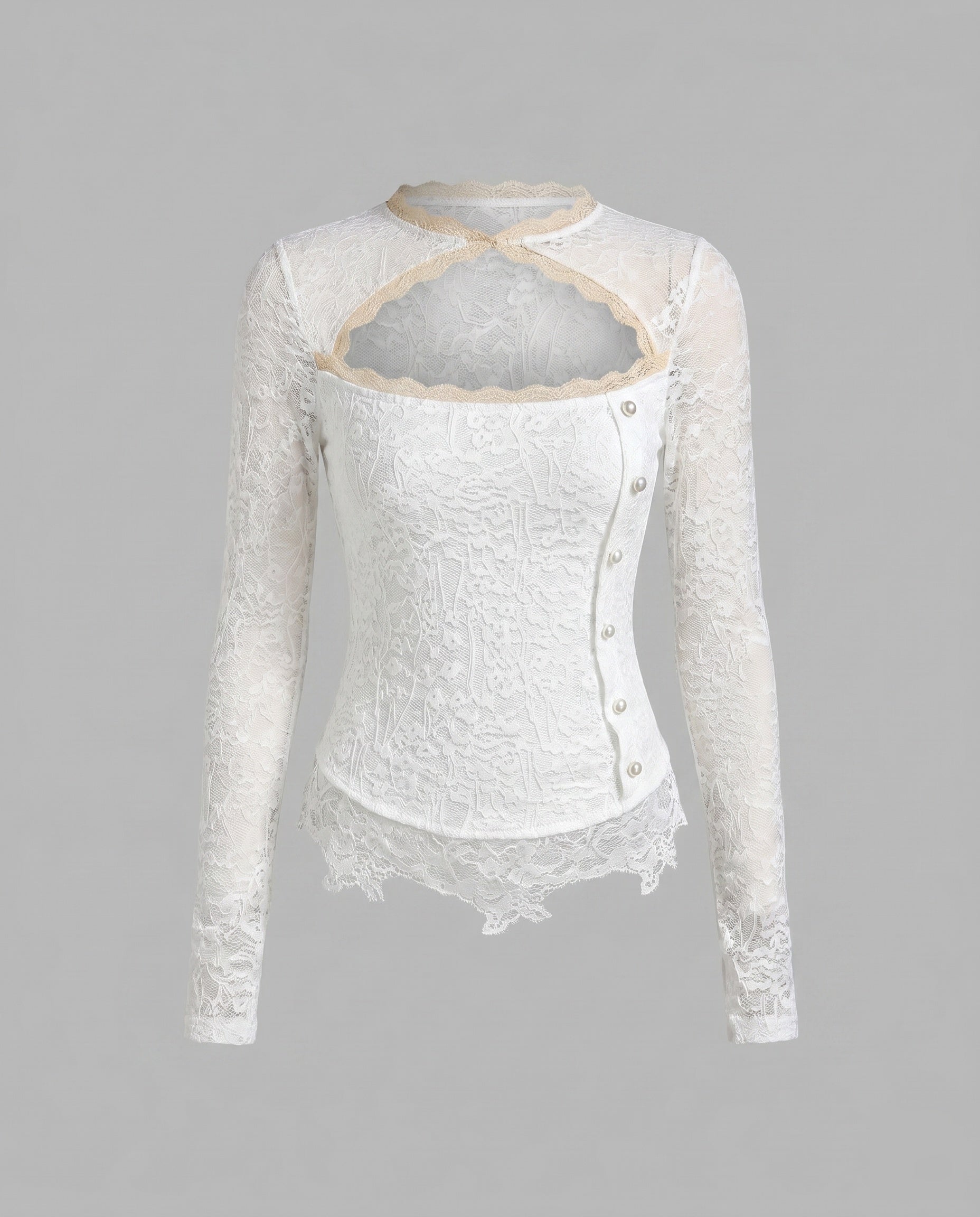 Women's Elegant Lace Top with Long Sleeves