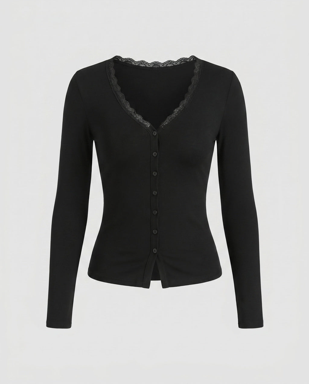 Women's Elegant Cardigan with Delicate Lace and Button Placket