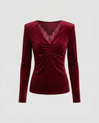 Women's Elegant Top with Lace Accents and Wrap Design